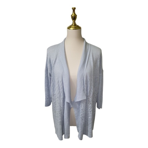 EILEEN FISHER Medium Light Blue Silk/viscose Blend CARDIGAN Open Front Cardigan - Picture 1 of 6